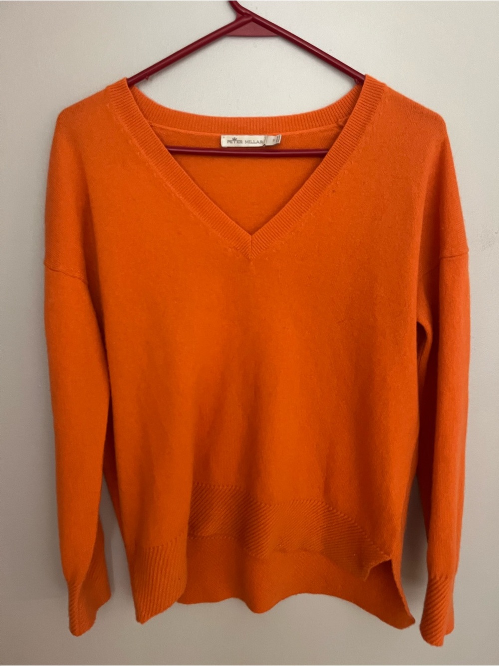 Peter Millar Bright Orange V-Neck Cashmere Sweater